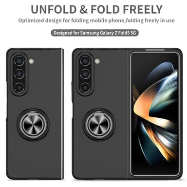 För Samsung Galaxy Z Fold5 5G Fodral Skal Ring bilfäste - svart