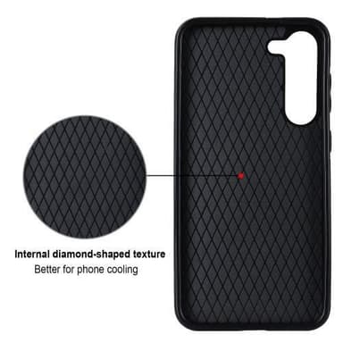 För Samsung Galaxy S23 Rhombus Grid Mönster Skal FingerRing - Rose Gold