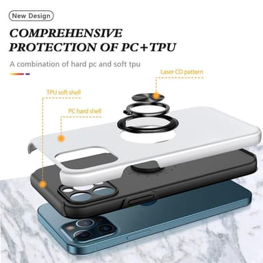 iPhone 13 Pro Max Hybrid skal med Finger Ring - Silver