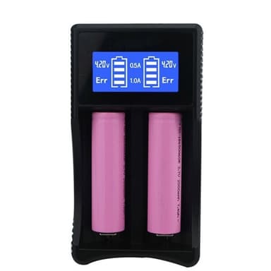 Batteriladdare SW-3 med LCD-display för 2x 18650 batterier
