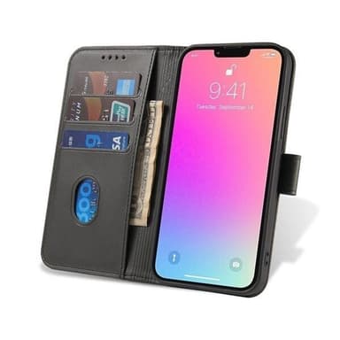 Konstläderfodral med ställ och kortfack till Samsung Galaxy S24 Ultra - Svart