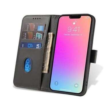 Konstläderfodral med ställ och kortfack till Samsung Galaxy S24 - Svart