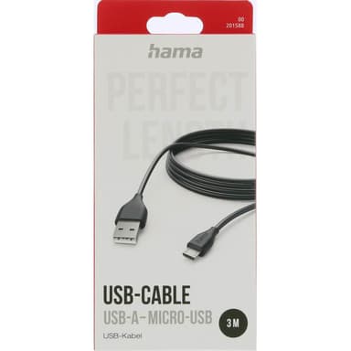 Laddkabel USB-A till Micro-USB Svart 3,0m