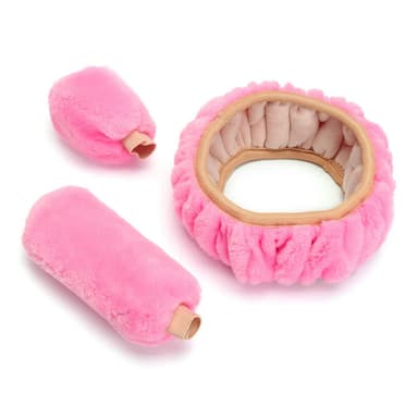 Rattmuff och överdrag för handbroms och växelspak Plysch Rosa