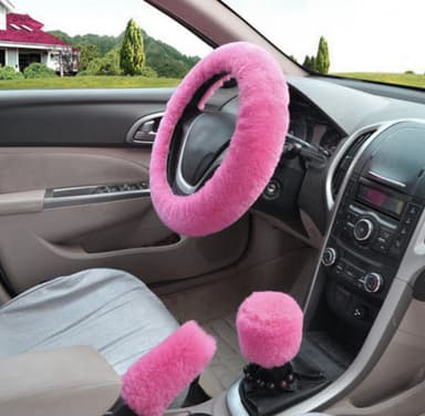 Rattmuff och överdrag för handbroms och växelspak Plysch Rosa