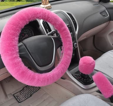 Rattmuff och överdrag för handbroms och växelspak Plysch Rosa
