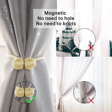 Magnetiskt gardinomtag Guld 2-pack 4-pack
