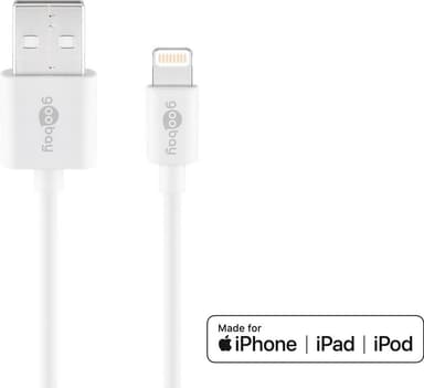 Lightning USB-kabel för laddning och synkronisering, 2 m, vit