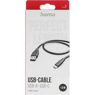 Laddkabel USB-A till USB-C Svart 1,5m