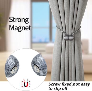 Magnetiskt gardinomtag Silvergrå 8-pack