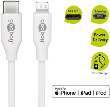 Lightning till USB-C™ laddnings- och synkroniseringskabel, 1 m, vit
