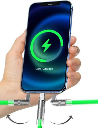 120W flytande silikon 90° rotation snabbladdningskabel med USB-mikropo