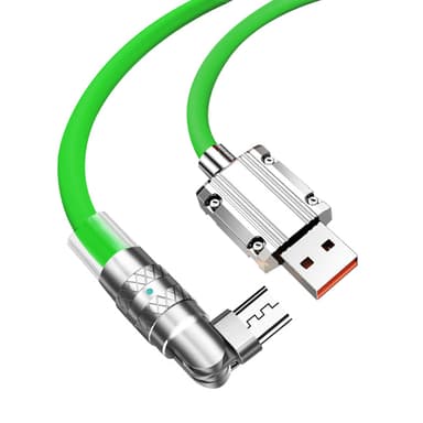 120W flytande silikon 90° rotation snabbladdningskabel med USB-mikropo