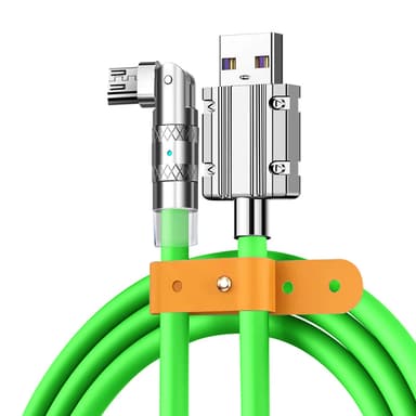 120W flytande silikon 90° rotation snabbladdningskabel med USB-mikropo