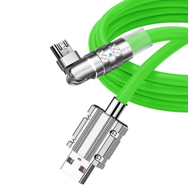 120W flytande silikon 90° rotation snabbladdningskabel med USB-mikropo