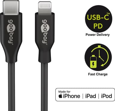 Lightning till USB-C™ laddnings- och synkroniseringskabel, 0,5 m, svar