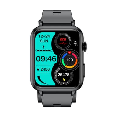 Smartwatch med stor skärm / blodtryck, puls, blodsyre Svart