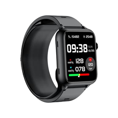 Smartwatch med stor skärm / blodtryck, puls, blodsyre Svart