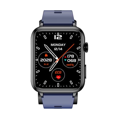 Smartwatch med stor skärm / blodtryck, puls, blodsyre Mörkblå