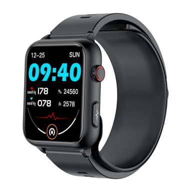 Smartwatch med stor skärm / blodtryck, puls, blodsyre Svart