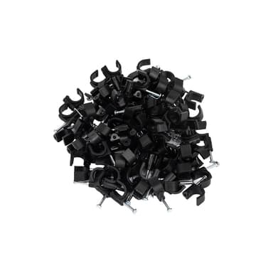 Kabelklämmor med spik 100-pack Svart 6 mm
