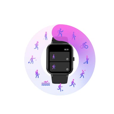 IP67 Vattentät 1,83"" HD Touch Screen Smart Watch Svart