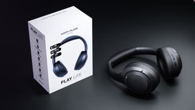Happy Plugs Play Lite trådlösa around ear-hörlurar (svarta)