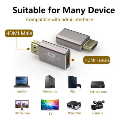 NÖRDIC HDMI adapter hane till hona 8K60Hz 4K120Hz Dynamisk HDR 48Gbps eARC