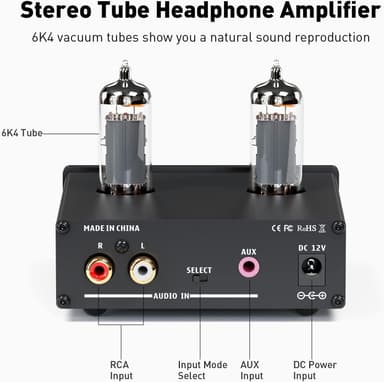 Fosi Audio P2 Hörlursförstärkare Vacuum Tube Hörlursförstärkare Mini Hi-Fi Stereoljud
