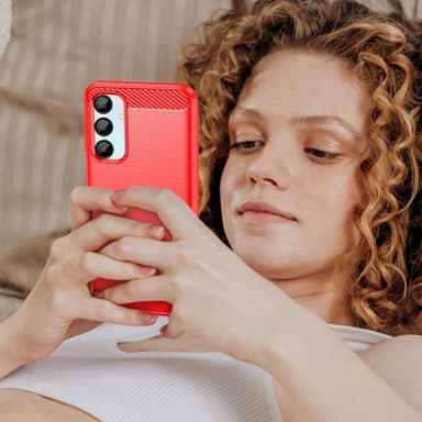 SKALO Samsung A16 Armor Carbon Stöttåligt TPU-skal - Röd