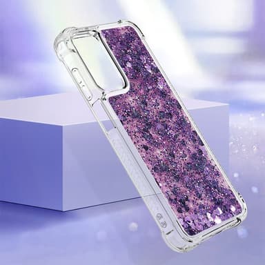 SKALO Samsung A16 Kvicksand Glitter Hjärtan TPU-skal - Lila