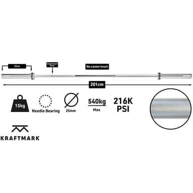 Kraftmark Internationell Skivstång 50 Mm Tyngdlyftning 15 kg, Skivstång