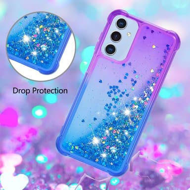 SKALO Samsung A16 Kvicksand Glitter Hjärtan TPU-skal - Lila-Blå