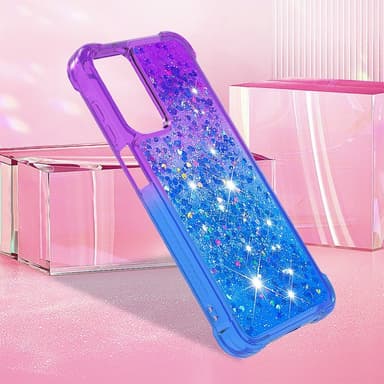 SKALO Samsung A16 Kvicksand Glitter Hjärtan TPU-skal - Lila-Blå