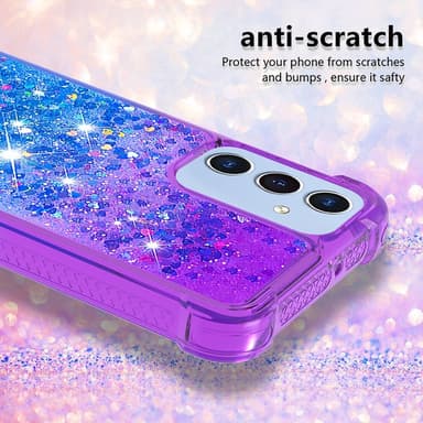 SKALO Samsung A16 Kvicksand Glitter Hjärtan TPU-skal - Lila-Blå