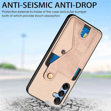 SKALO Samsung A16 Carbon Fiber Skal med Korthållare - Svart