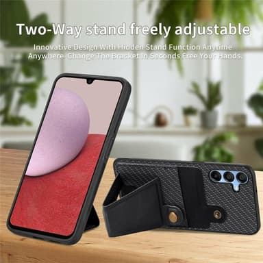 SKALO Samsung A16 Carbon Fiber Skal med Korthållare - Svart