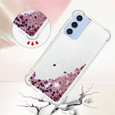 SKALO Samsung A16 Kvicksand Glitter Hjärtan TPU-skal - Roséguld