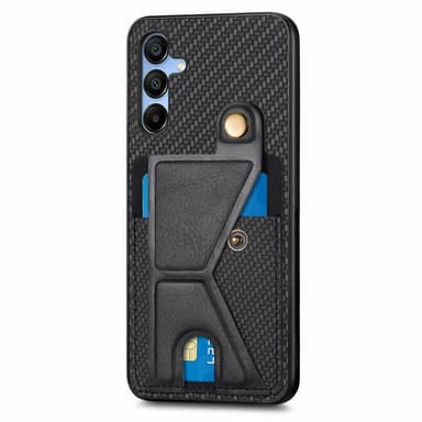 SKALO Samsung A16 Carbon Fiber Skal med Korthållare - Svart