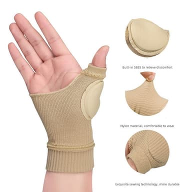 Kompressionshandskar med handleds- och tumstöd 1 par Beige