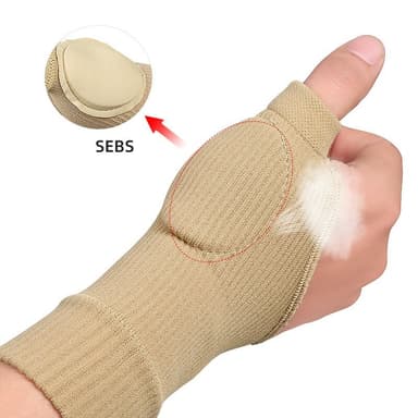 Kompressionshandskar med handleds- och tumstöd 1 par Beige