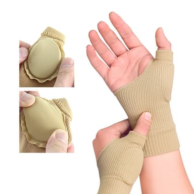 Kompressionshandskar med handleds- och tumstöd 1 par Beige