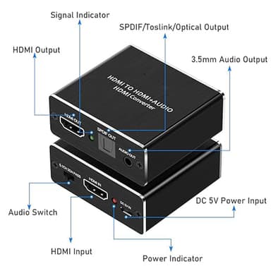 HDMI Audio Extractor video/ljuddelare 3D 4K