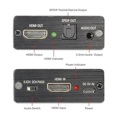 HDMI Audio Extractor video/ljuddelare 3D 4K