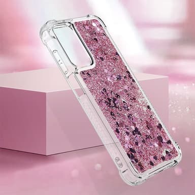 SKALO Samsung A16 Kvicksand Glitter Hjärtan TPU-skal - Roséguld