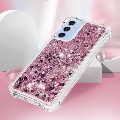 SKALO Samsung A16 Kvicksand Glitter Hjärtan TPU-skal - Roséguld