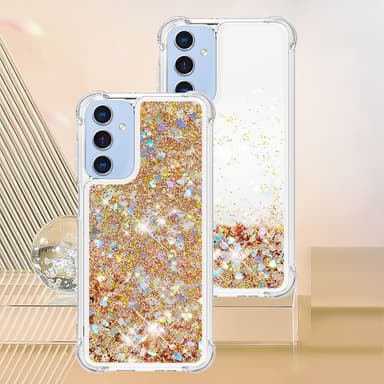 SKALO Samsung A16 Kvicksand Glitter Hjärtan TPU-skal - Guld