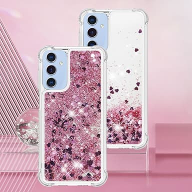 SKALO Samsung A16 Kvicksand Glitter Hjärtan TPU-skal - Roséguld