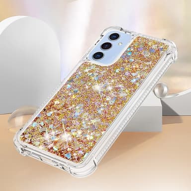 SKALO Samsung A16 Kvicksand Glitter Hjärtan TPU-skal - Guld