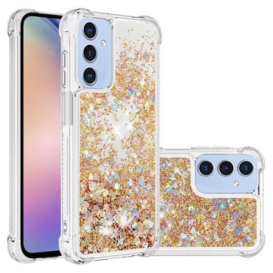 SKALO Samsung A16 Kvicksand Glitter Hjärtan TPU-skal - Guld